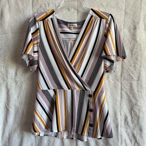 Faith and Joy Multicolor Striped Wrap Blouse